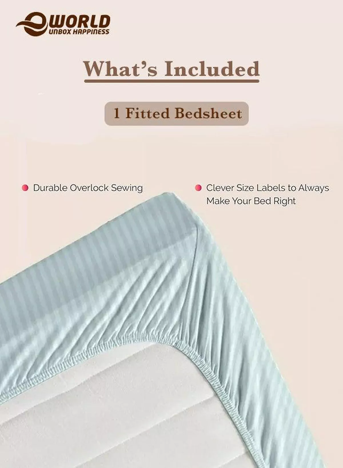 Pastel Green Striped Microfiber Fitted Bedsheet with Deep Pocket for a Snug Fit, Breathable, Machine Washable for Optimal Protection, Available in King, Queen and Single Sizes, Without Pillow Cover-2-2