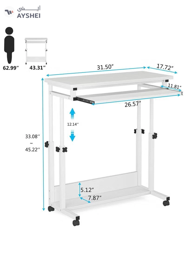 DubaiGallery Outdoor side table, small sofa, coffee table Mobile Laptop Table Sofa Side Laptop Notebook Desk PC Stand Height Adjustable, Portable and Sturdy Portable Computer Desk for Living Room