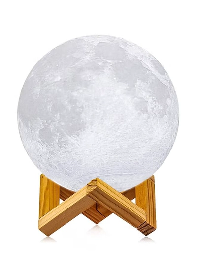CYTHERIA 3D Print Moon Night Lamp With Stand White 10cm-0