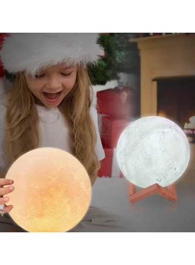 CYTHERIA 3D Print Moon Night Lamp With Stand White 10cm-1
