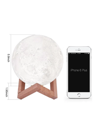 CYTHERIA 3D Print Moon Night Lamp With Stand White 10cm-2