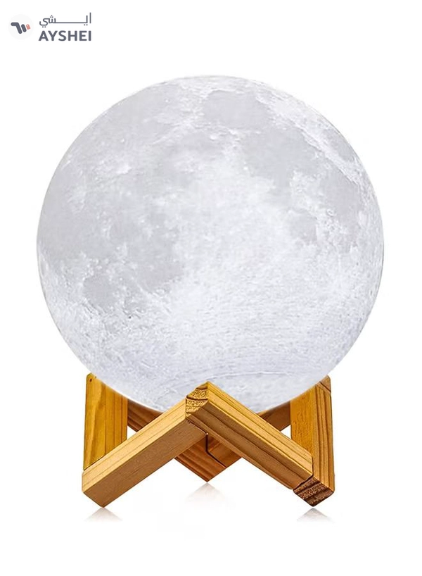 CYTHERIA 3D Print Moon Night Lamp With Stand White 10cm