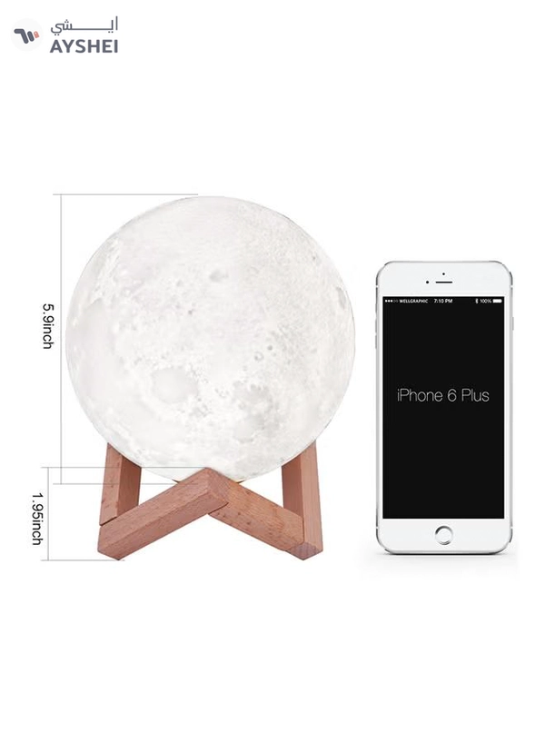 CYTHERIA 3D Print Moon Night Lamp With Stand White 10cm