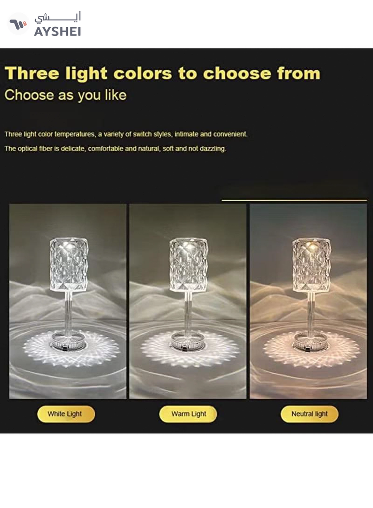 Yuwell Crystal Lamp With Remote Battery Portable Touch Change Color Diamond Desk Lamp Night Light Table Lamp For Restaurant Bar Bedside Decors-2-2