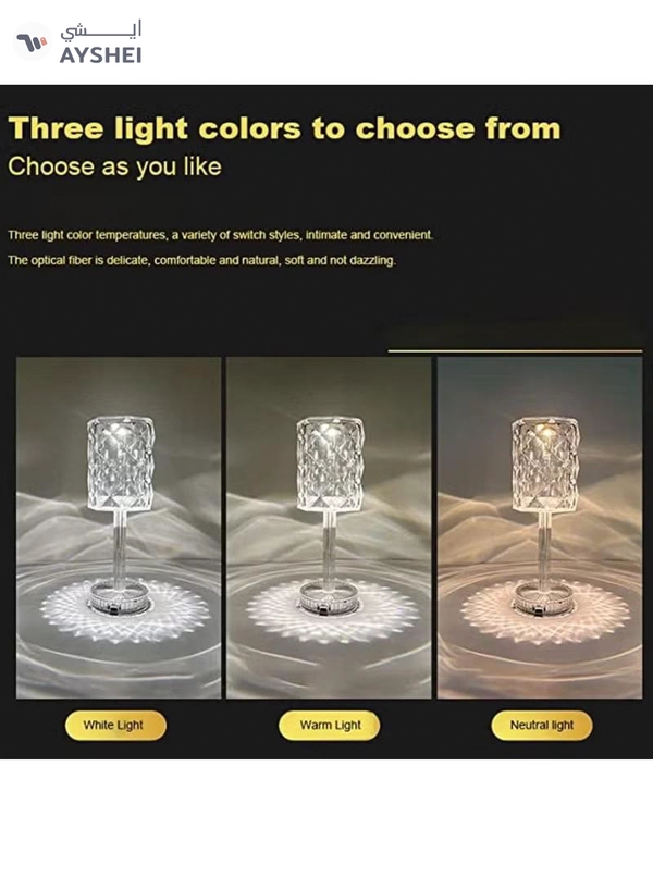 Yuwell Crystal Lamp With Remote Battery Portable Touch Change Color Diamond Desk Lamp Night Light Table Lamp For Restaurant Bar Bedside Decors