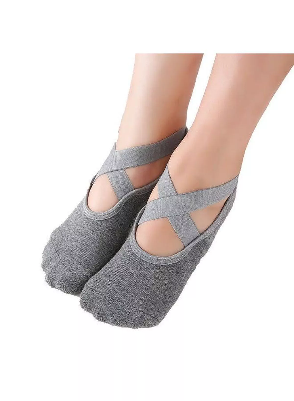Women’s Breathable Non-Slip Yoga Socks with Cross Strap Design, Pilates Grip Socks, Soft Ballet Dance Ankle Socks with Printed Traction Sole for Barre, Gym, Fitness, Exercise, Training, Stretching and Home Workouts-2-2