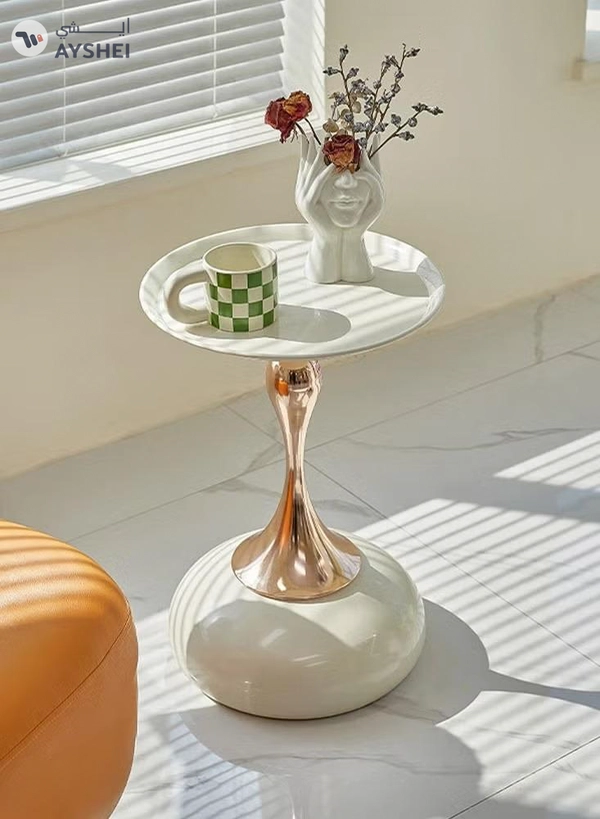 DubaiGallery Modern small side table, small living room, simple household, portable, light luxury coffee table, cream style