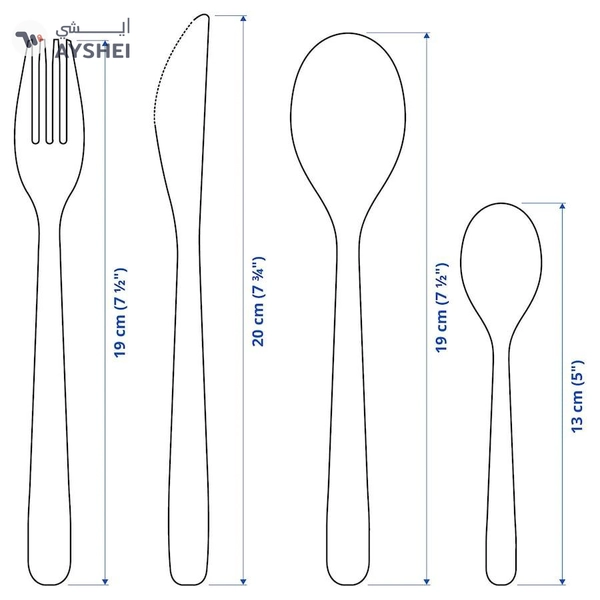 MOPSIG 16-Piece Stainless Steel Cutlery Set – Modern, Durable Flatware for 4 People, Includes Forks, Knives, Spoons & Teaspoons, Dishwasher Safe, Sleek Minimalist Design for Everyday and Formal Dining