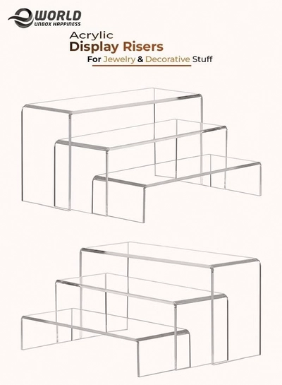 Eworld 6 Pack clear Acrylic Display Riser for jewelry and Decorative stuff-0