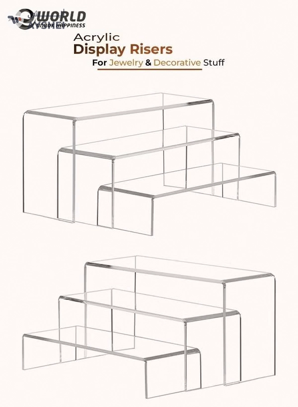 Eworld 6 Pack clear Acrylic Display Riser for jewelry and Decorative stuff