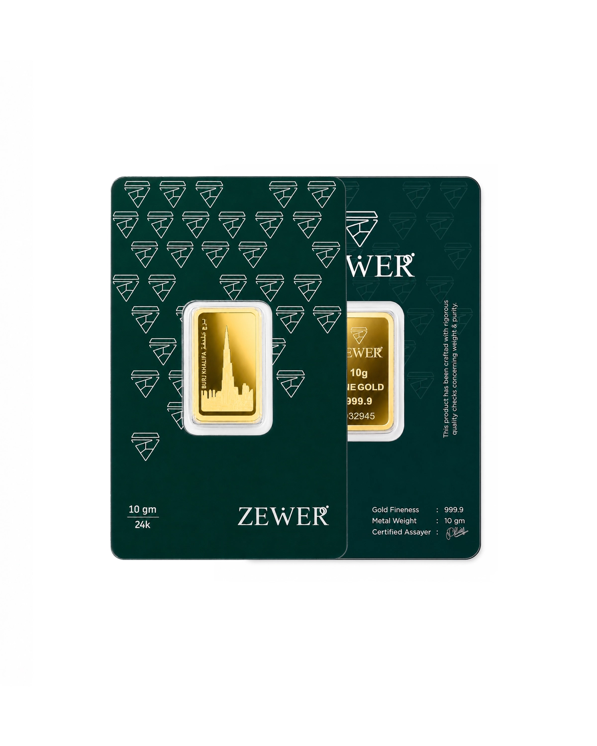 Zewer 10g 24K 999.9 Fine Gold Bar with Burj Khalifa Design-2-2