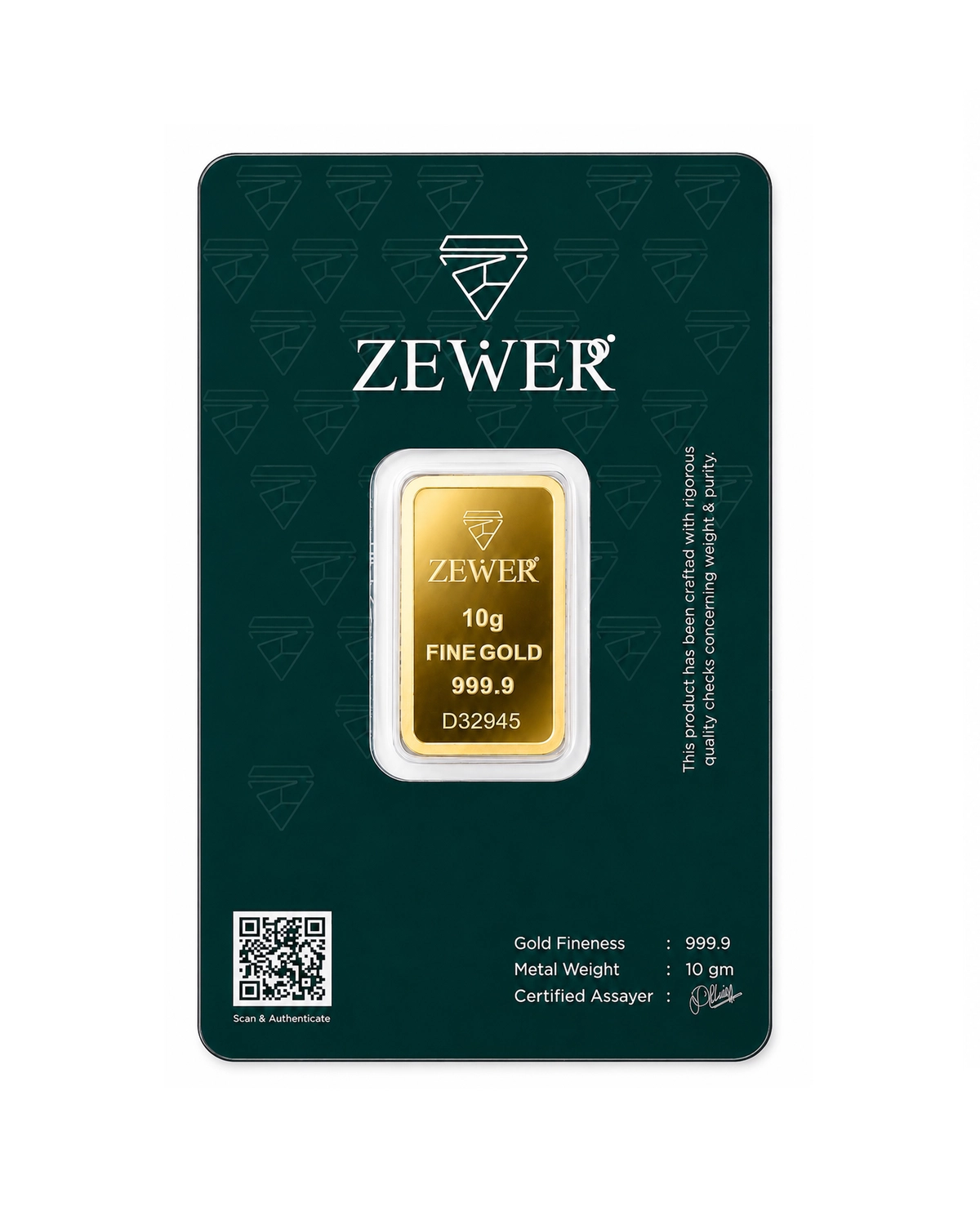 Zewer 10g 24K 999.9 Fine Gold Bar with Burj Khalifa Design