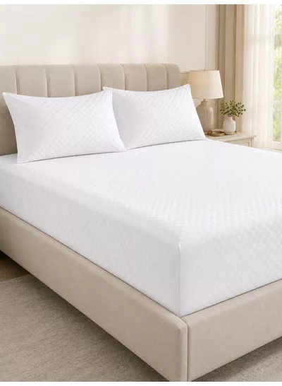 3-Piece Printed Microfiber Fitted Bed Sheet Set – 1 Fitted Sheet & 2 Pillow Covers | Mini Check Print, Soft, Breathable & Hotel Quality Comfort | Available in King, Queen and Single Sizes-0