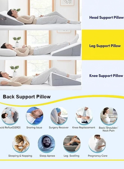 Eworld Memory Foam Bed Wedge Pillow for Adults, Ergonomic Design for Back, Leg, & Body Support-2