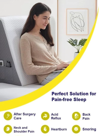 Eworld Memory Foam Bed Wedge Pillow for Adults, Ergonomic Design for Back, Leg, & Body Support-3