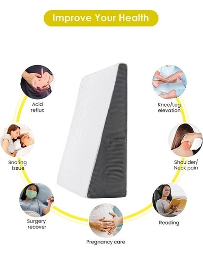 Eworld Memory Foam Bed Wedge Pillow for Adults, Ergonomic Design for Back, Leg, & Body Support-4