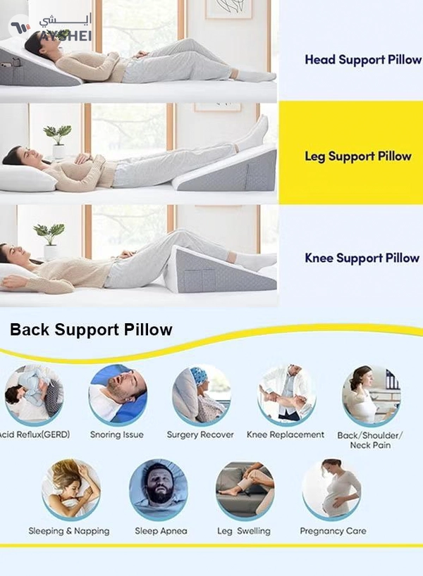 Eworld Memory Foam Bed Wedge Pillow for Adults, Ergonomic Design for Back, Leg, & Body Support