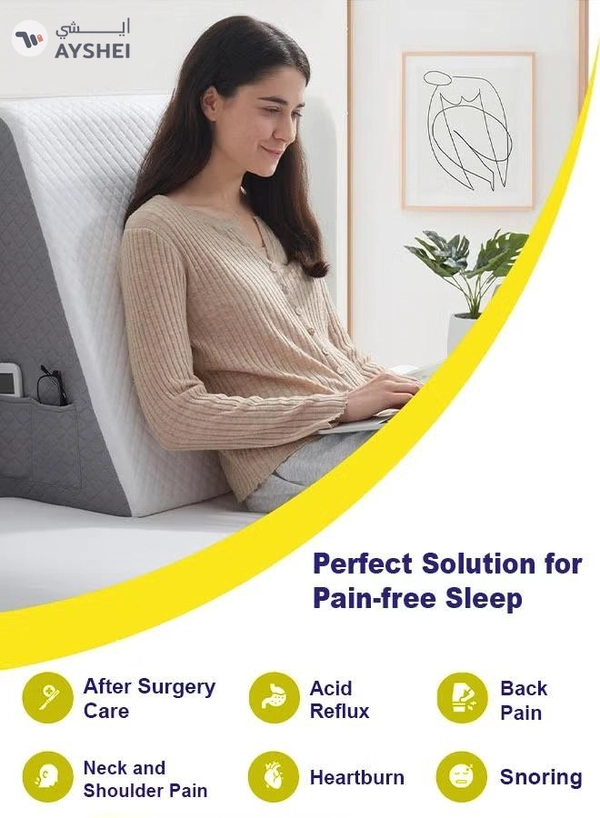 Eworld Memory Foam Bed Wedge Pillow for Adults, Ergonomic Design for Back, Leg, & Body Support