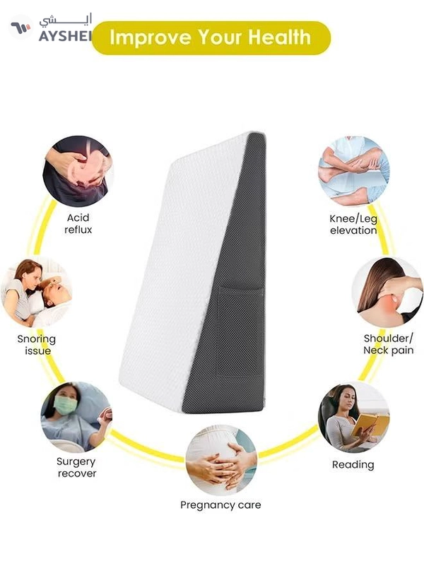 Eworld Memory Foam Bed Wedge Pillow for Adults, Ergonomic Design for Back, Leg, & Body Support