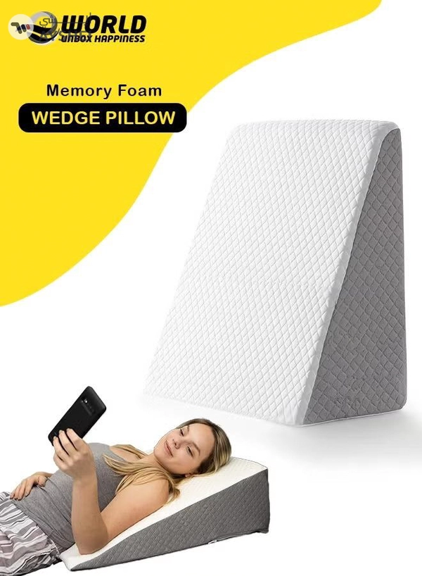 Eworld Memory Foam Bed Wedge Pillow for Adults, Ergonomic Design for Back, Leg, & Body Support