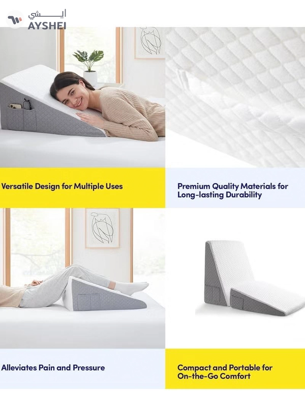 Eworld Memory Foam Bed Wedge Pillow for Adults, Ergonomic Design for Back, Leg, & Body Support