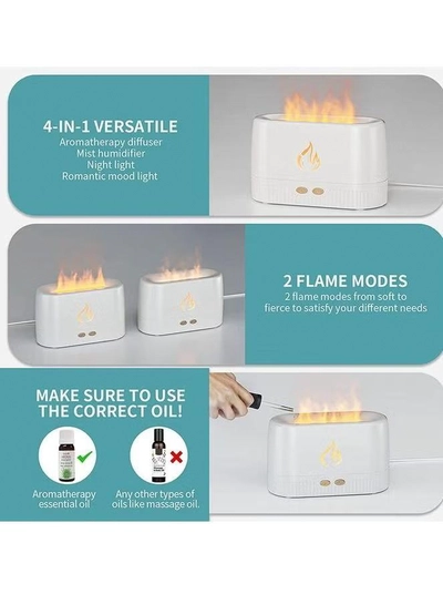 Yuwell Air Aroma Diffuser Humidifier 200ML Flame Aroma Diffuser Aromatherapy Light Mist Atomizer Aroma Essential Oils Auto-Off Protection Aroma Diffuser For Spa Home Yoga Office White-5