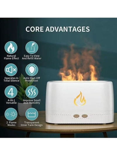 Yuwell Air Aroma Diffuser Humidifier 200ML Flame Aroma Diffuser Aromatherapy Light Mist Atomizer Aroma Essential Oils Auto-Off Protection Aroma Diffuser For Spa Home Yoga Office White-1