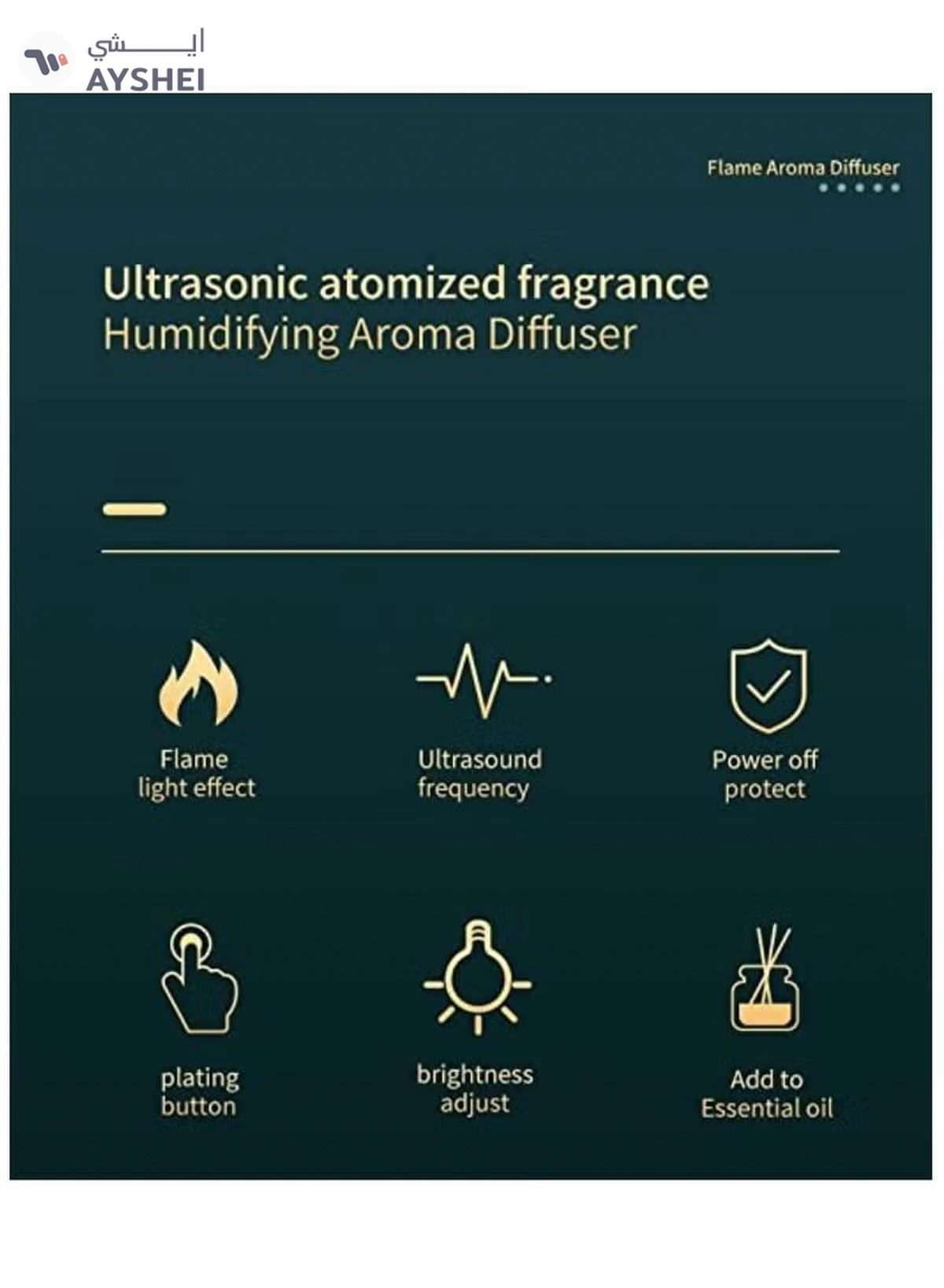 Yuwell Air Aroma Diffuser Humidifier 200ML Flame Aroma Diffuser Aromatherapy Light Mist Atomizer Aroma Essential Oils Auto-Off Protection Aroma Diffuser For Spa Home Yoga Office White-2-2