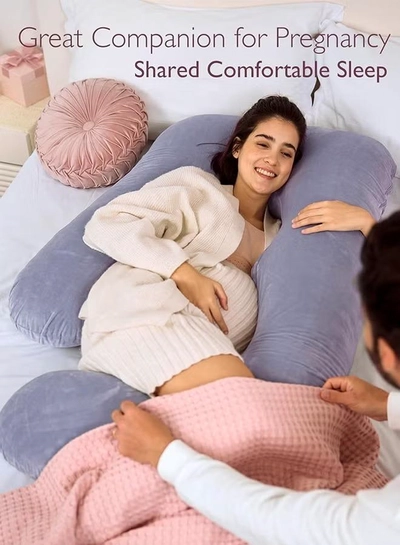 Eworld U-shaped Full Body Pregnancy Pillow, Support for Sleeping Comfort with Legs, Back, Neck-5