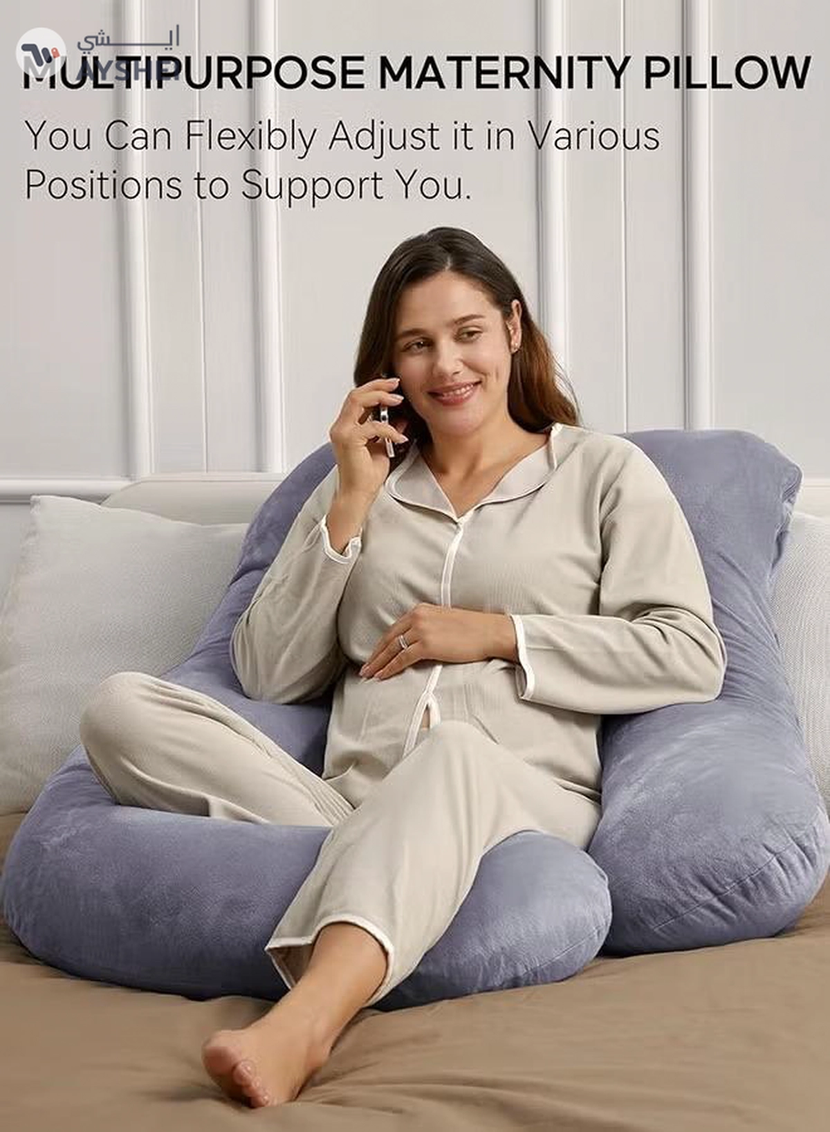 Eworld U-shaped Full Body Pregnancy Pillow, Support for Sleeping Comfort with Legs, Back, Neck-4-4