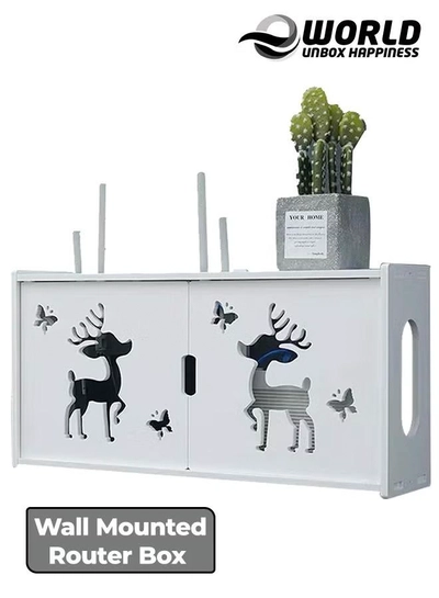 Eworld Stylish Wall-Mounted Router Rack for Wi-Fi Router, Set-Top Box, Light Cat Box, and More-0