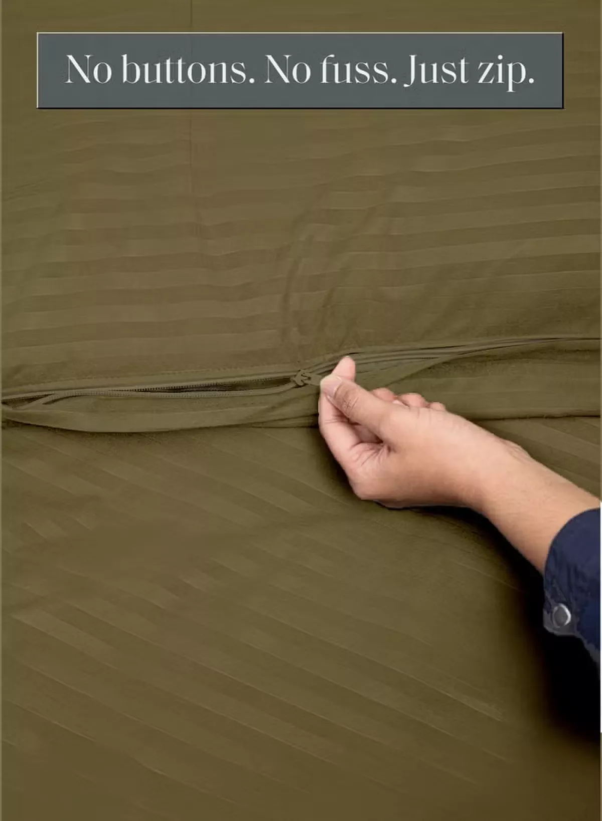 Eworld Premium Striped Duvet Set All Season – 6-Pieces Set Olive Green | King Size 220x240 cm | Ultra-Soft, Wrinkle-Resistant & Made in Dubai | Includes Duvet Cover, Fitted Sheet (200x200 cm) & 4 Pillowcases (50x70 cm)-4-4