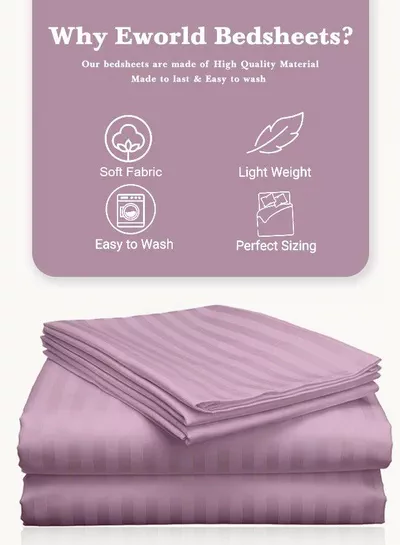 3 Piece Luxury Pink Striped Bed Sheet Set with 1 Deep Pocket Fitted Sheet and 2 Pillowcases for Hotel and Home Crafted from Ultra Soft and Breathable Microfiber for Year-Round Comfort (Single/Double)-2