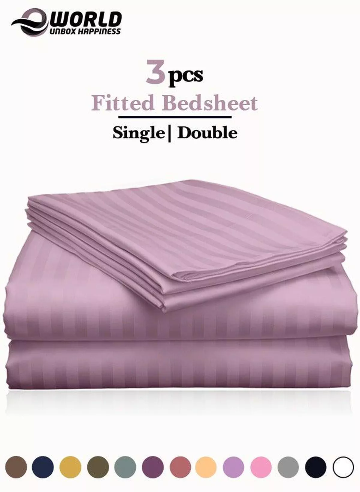 3 Piece Luxury Pink Striped Bed Sheet Set with 1 Deep Pocket Fitted Sheet and 2 Pillowcases for Hotel and Home Crafted from Ultra Soft and Breathable Microfiber for Year-Round Comfort (Single/Double)