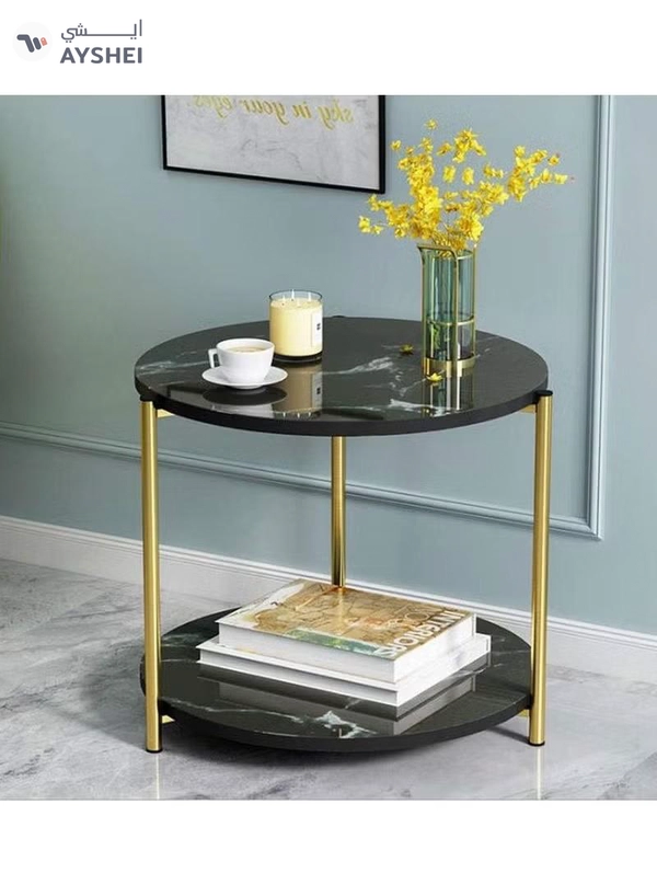 DubaiGallery Metal bedside coffee table end side table desk nordic marble glass home sofa tables light luxury living room side table