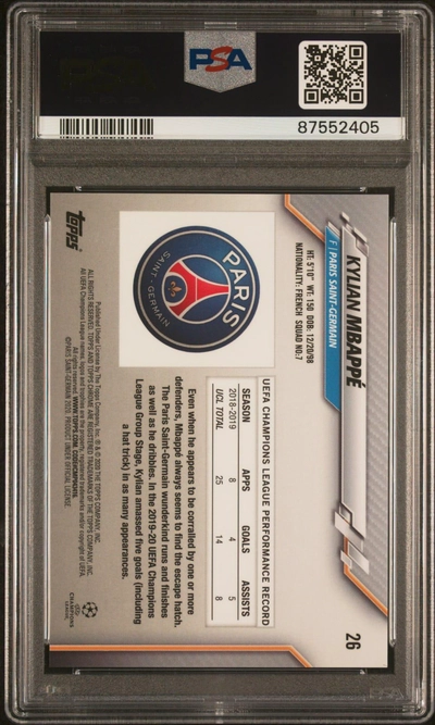 Kylian Mbappe 2019-2020 Topps Chrome France PSA 9-1
