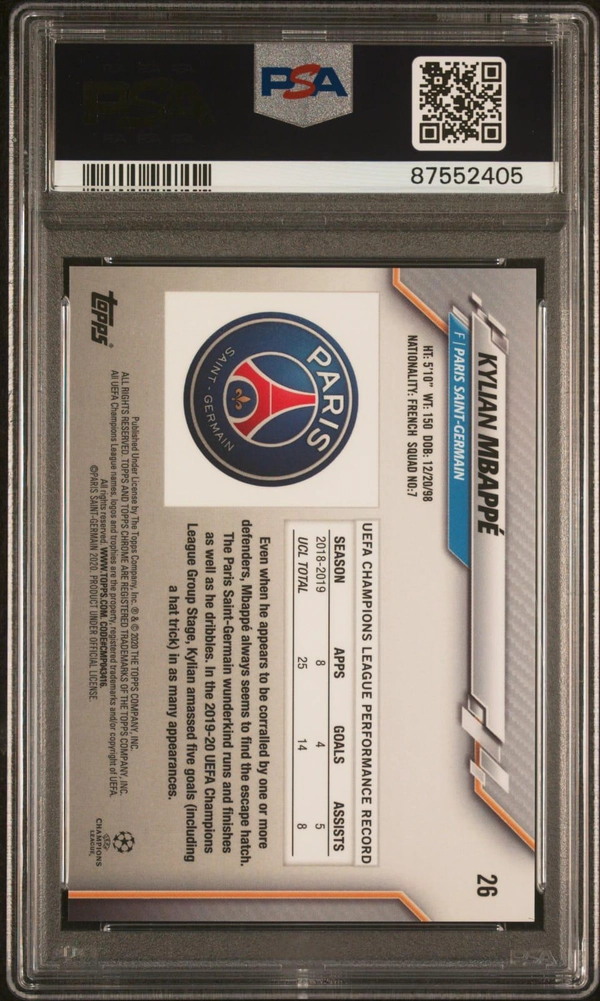 Kylian Mbappe 2019-2020 Topps Chrome France PSA 9