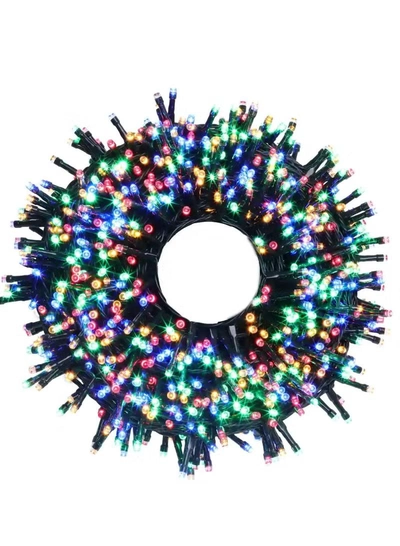 Yuwell 100 Meter 480 LED String Lights Decoration Lights RGB Light 8 Modes Led Light Black Wire For Home Decorations Ramadan Lights Indoor & Outdoor Decoration Ramadan Decoration Light Diwali Lights Curtain Lights With 3-Pin UK Plug-0