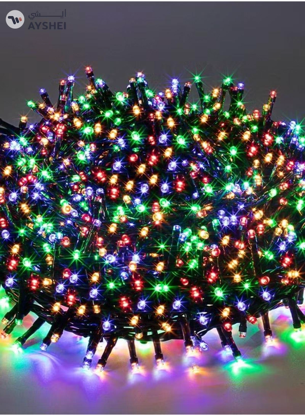 Yuwell 100 Meter 480 LED String Lights Decoration Lights RGB Light 8 Modes Led Light Black Wire For Home Decorations Ramadan Lights Indoor & Outdoor Decoration Ramadan Decoration Light Diwali Lights Curtain Lights With 3-Pin UK Plug