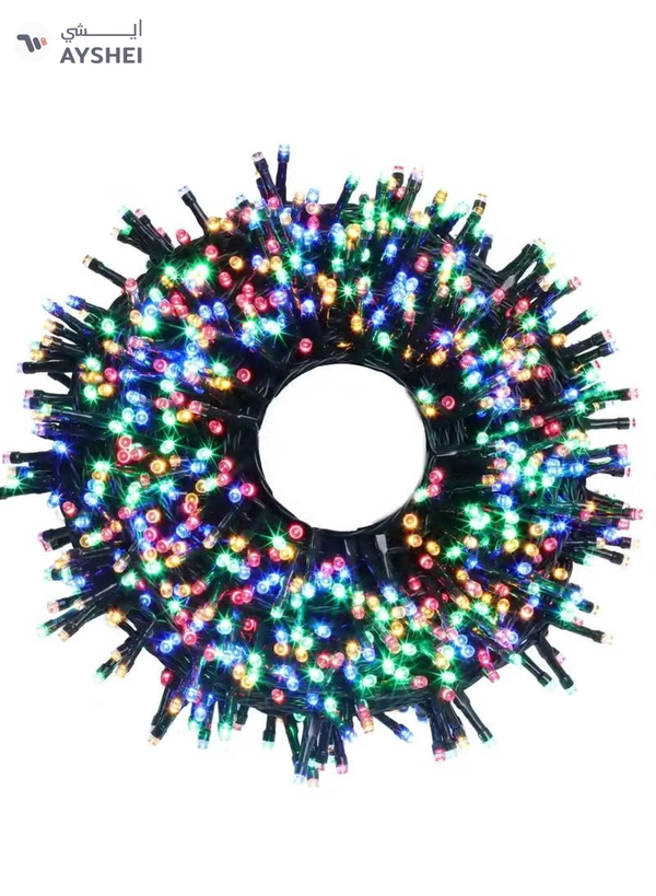 Yuwell 100 Meter 480 LED String Lights Decoration Lights RGB Light 8 Modes Led Light Black Wire For Home Decorations Ramadan Lights Indoor & Outdoor Decoration Ramadan Decoration Light Diwali Lights Curtain Lights With 3-Pin UK Plug