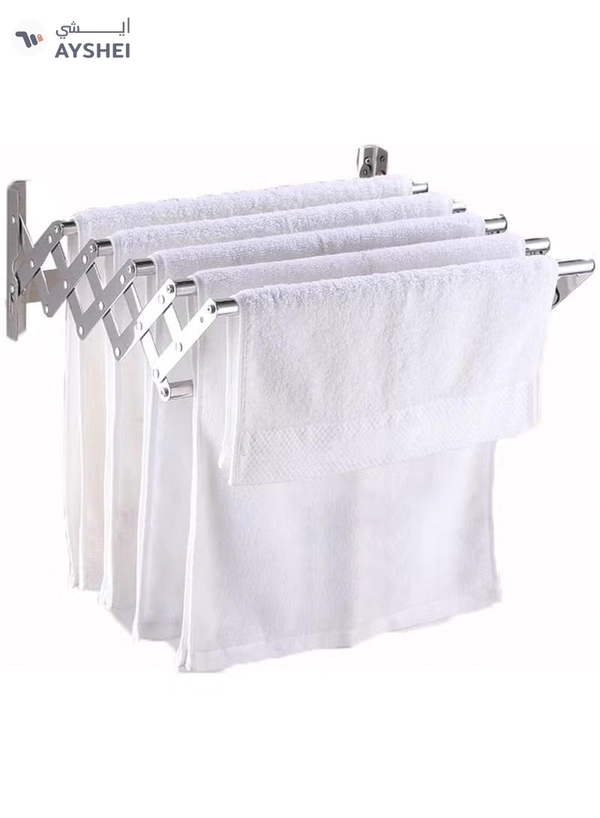 DubaiGallery Clothes Horse Wall Mounted Clotheshorse Clothes Drying Rack With 4 Rungs For Hanging Clothes With Extendable Properties For Balcony Bathroom