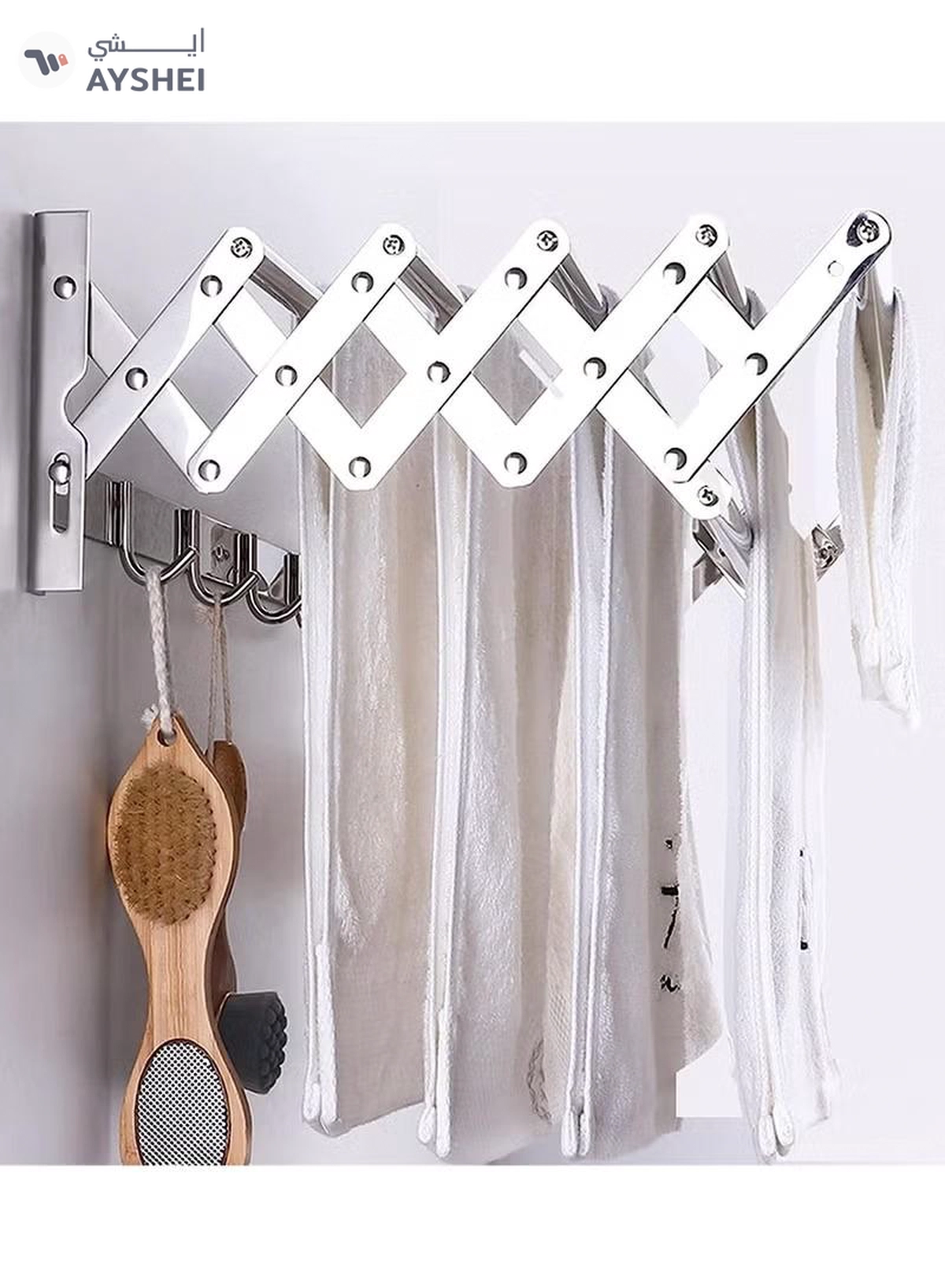 DubaiGallery Clothes Horse Wall Mounted Clotheshorse Clothes Drying Rack With 4 Rungs For Hanging Clothes With Extendable Properties For Balcony Bathroom-1-1