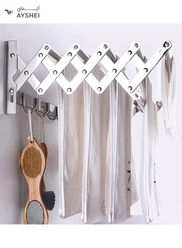 DubaiGallery Clothes Horse Wall Mounted Clotheshorse Clothes Drying Rack With 4 Rungs For Hanging Clothes With Extendable Properties For Balcony Bathroom