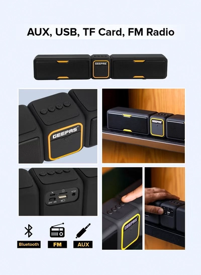 Geepas Bluetooth Speaker | with Hands-Free Calls | BT/USB/TF/FM/AUX |1500mAh Battery | Ideal for Parties, Movies, Playing Games | GMS11141UK Black-4