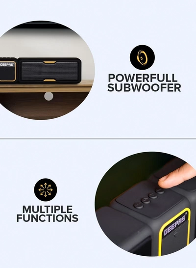 Geepas Bluetooth Speaker | with Hands-Free Calls | BT/USB/TF/FM/AUX |1500mAh Battery | Ideal for Parties, Movies, Playing Games | GMS11141UK Black-1