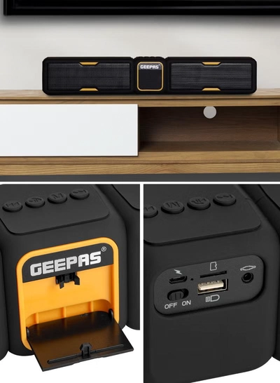 Geepas Bluetooth Speaker | with Hands-Free Calls | BT/USB/TF/FM/AUX |1500mAh Battery | Ideal for Parties, Movies, Playing Games | GMS11141UK Black-6