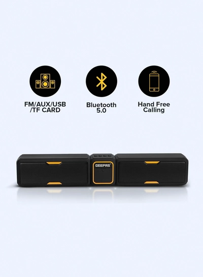 Geepas Bluetooth Speaker | with Hands-Free Calls | BT/USB/TF/FM/AUX |1500mAh Battery | Ideal for Parties, Movies, Playing Games | GMS11141UK Black-0