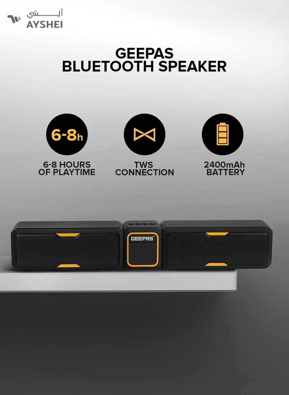 Geepas Bluetooth Speaker | with Hands-Free Calls | BT/USB/TF/FM/AUX |1500mAh Battery | Ideal for Parties, Movies, Playing Games | GMS11141UK Black-5-5