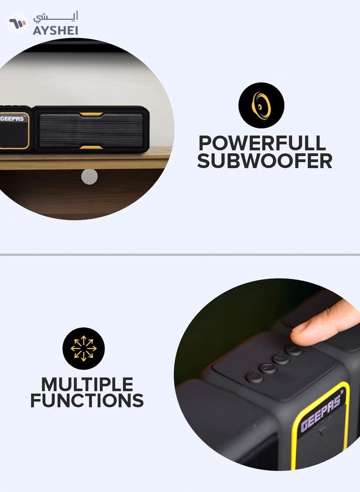Geepas Bluetooth Speaker | with Hands-Free Calls | BT/USB/TF/FM/AUX |1500mAh Battery | Ideal for Parties, Movies, Playing Games | GMS11141UK Black-1-1