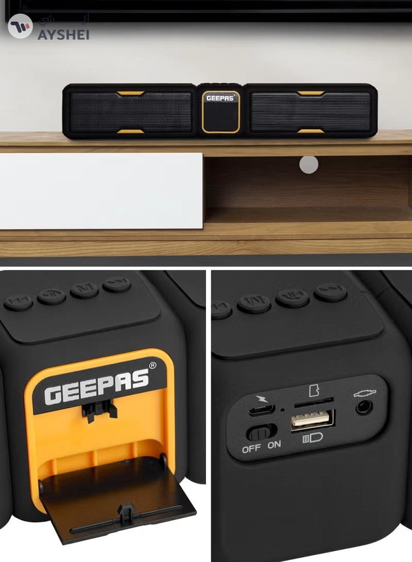 Geepas Bluetooth Speaker | with Hands-Free Calls | BT/USB/TF/FM/AUX |1500mAh Battery | Ideal for Parties, Movies, Playing Games | GMS11141UK Black